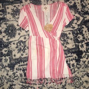 Z&L Red and Cream Striped Dress size M